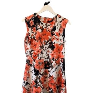 Tiana B Coral Sleeveless Above Knee Textured Floral Cocktail Dress Size 4